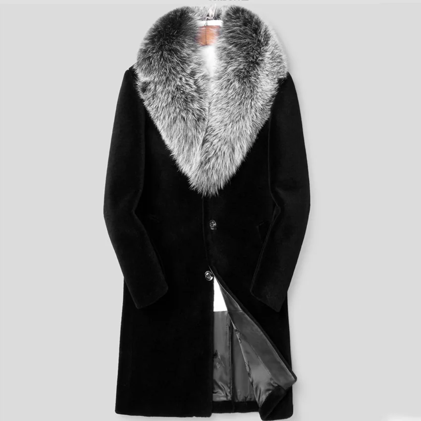 Длинная мужская длинная куртка S/6XL теплые мужские меховые пальто большого