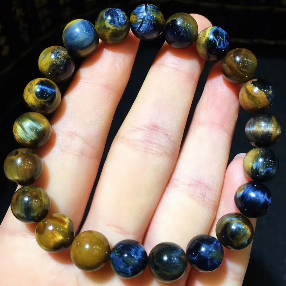 10 мм натуральный желтый синий растягивающийся Круглый бисер браслет драгоценный