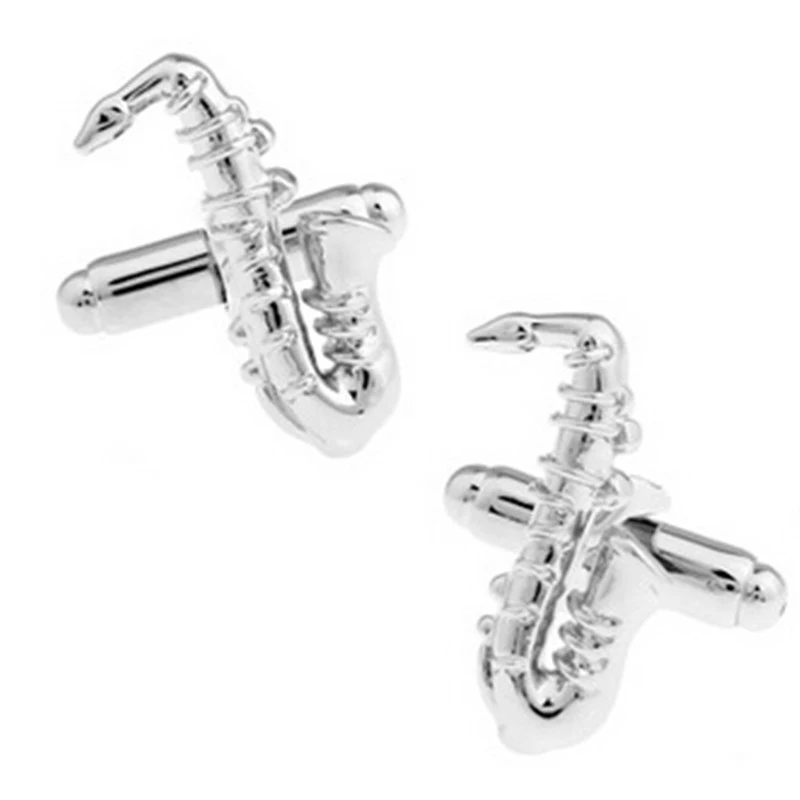 

High Quality French Style Silvery Sax Cufflinks For Mens Shirt Brand suit Cuff Buttons Top sale Cuff Links Jewelry
