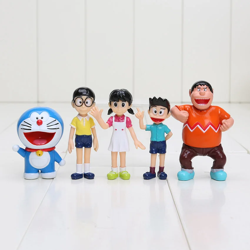 5 шт./лот 7 см Фигурки Doraemon Nobita Nobi фигурки из ПВХ Куклы Shizuka Minamoto Takeshi Гра дорами