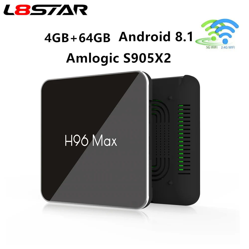 L8STAR H96 MAX X2 Amlogic S905X2 четырехъядерный Смарт ТВ приставка 2 4G + 5 8G двойной WiFi Android 8 1 4 Гб