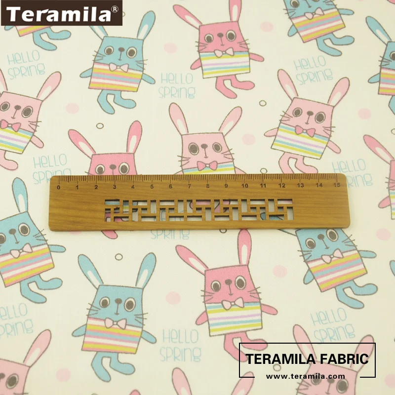 Teramila Fabric 100% Cotton Twill Fat Quarter Quilting Material Bed Sheet Home Textile Patchwork Printed Cartoon Rabbits Design|fat quarters|cotton