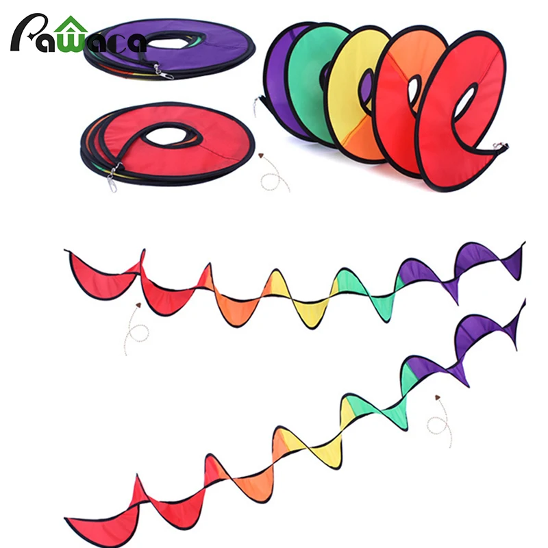 Красочная Спиральная Ветряная мельница нейлоновая Радужная ветряная вертушка