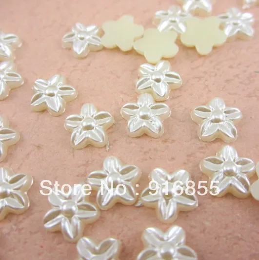 

Free Shipping 2000pcs/lot 7mm Pearl white color flower shape craft flatback imitation pearl,fashion beads