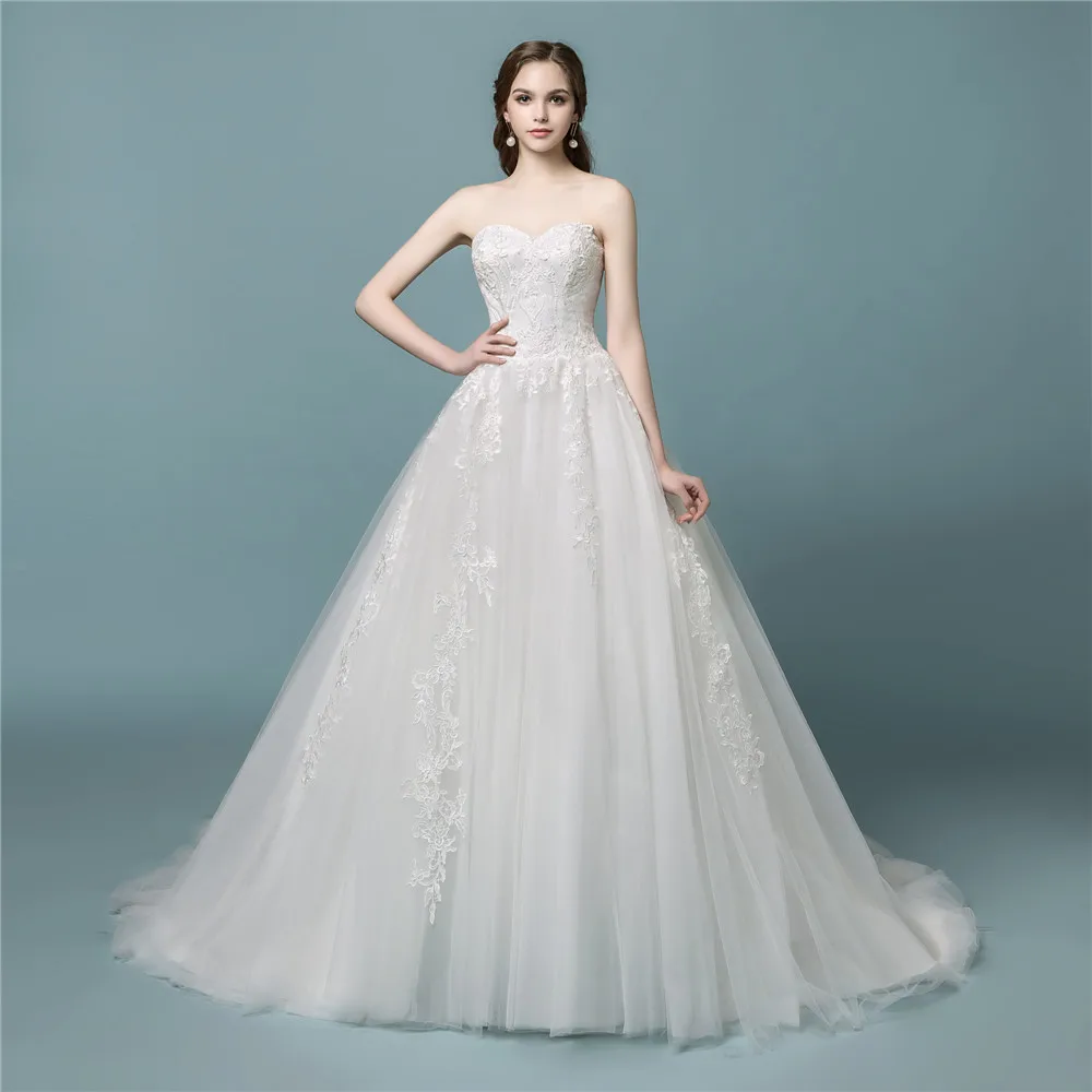 Vestidos De Noiva 2020 кружевное платье принцессы простое свадебное невесты длинное