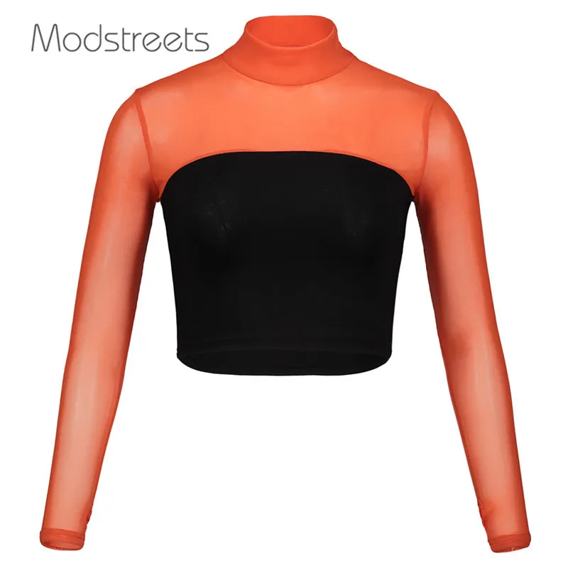 Modstreets/женские весенние топы с длинным рукавом в стиле пэчворк облегающие