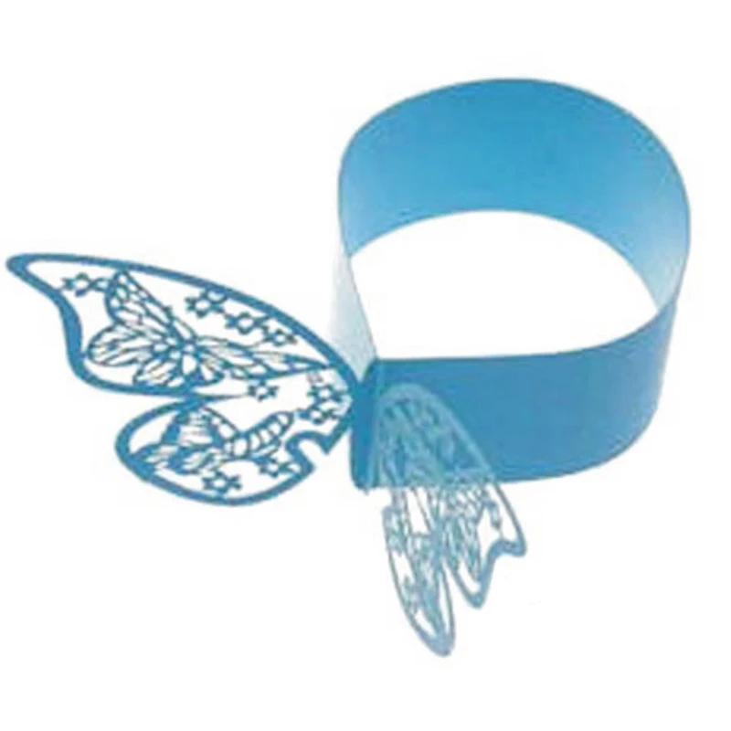 light blue pearl 50 шт. салфетка Бабочка Кольцо обертки украшение стола бабочка Свадебная вечеринка Сувениры бумажные украшения салфетки держатели поставки - Цвет: light blue pearl