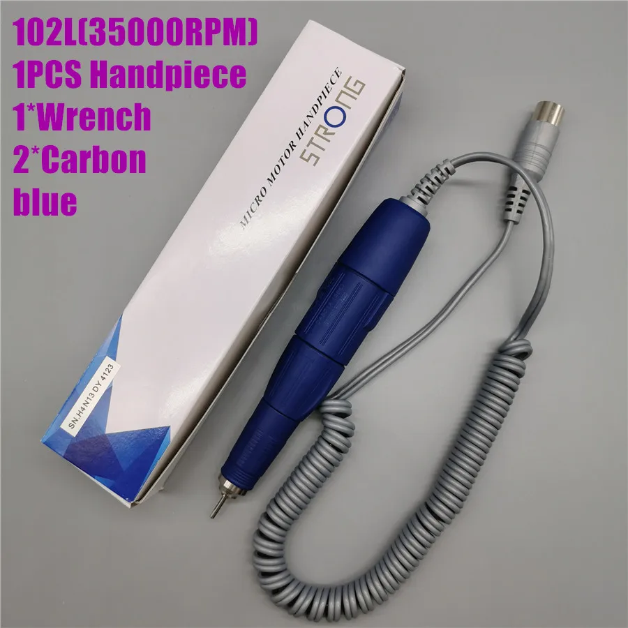 1pcs 102L Blue Ручка для сверла 35K 102L 40K 105L наконечник для сильного управления 210 Электрический Маникюрный аппарат для ногтей ручка для сверления ногтей инструмент для ногтей - Цвет: 1pcs 102L Blue