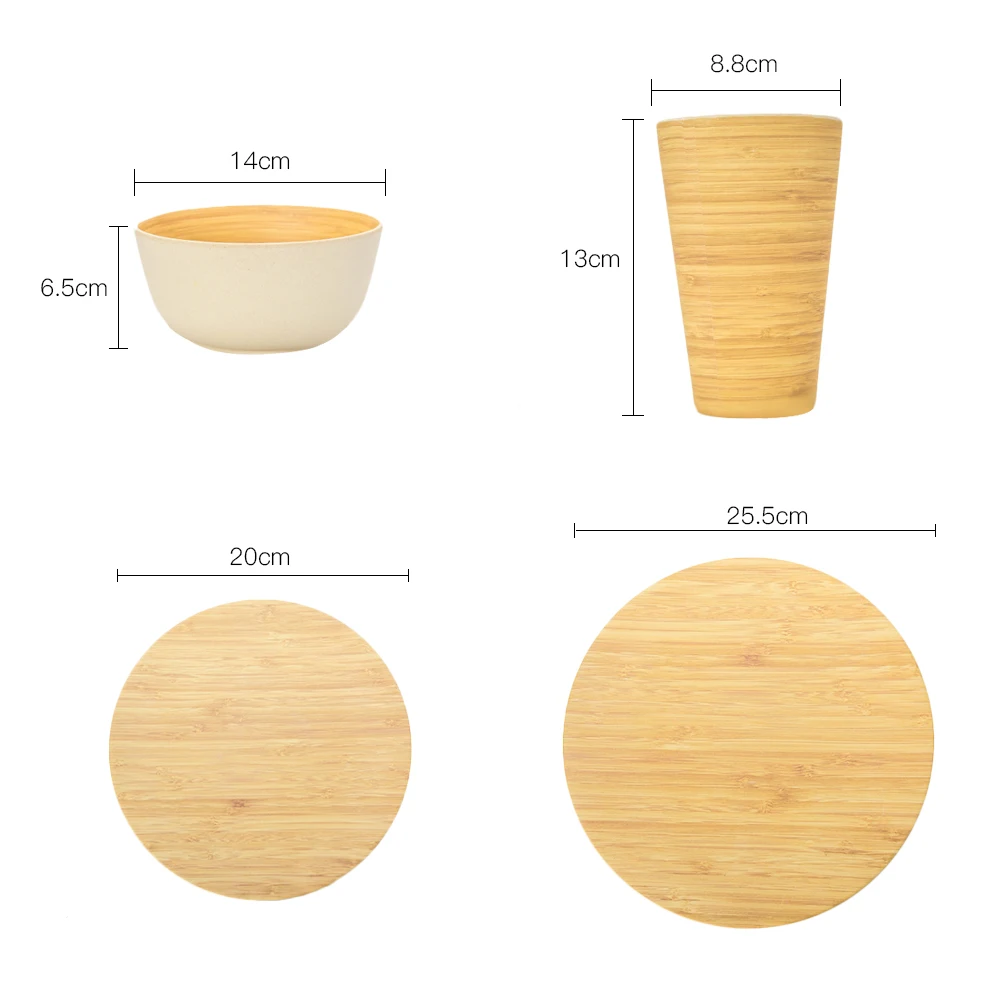 Lekoch бамбуковое волокно 4 шт./компл. набор посуды из бамбука пластина бамбуковый