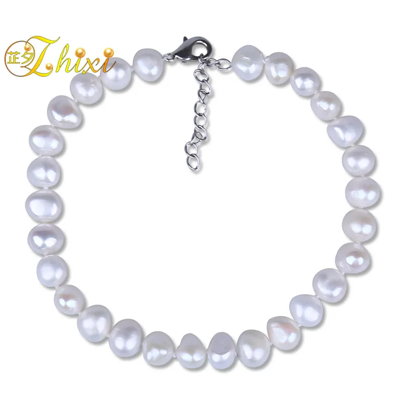 [ZHIXI] жемчужные браслеты на ногу ювелирные изделия настоящее барокко натуральные