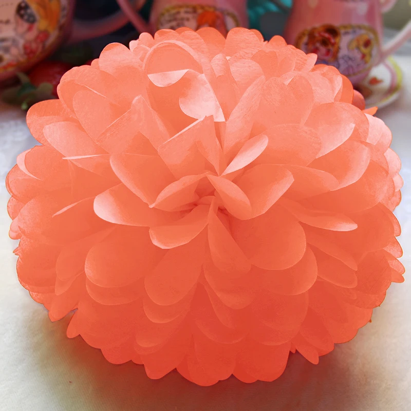 6 дюймов 15 см тканевая бумага Pom Poms цветок шар помпон для дома сад Свадьба детский душ День рождения украшение для детских поделок сделай сам - Цвет: Peach Orange
