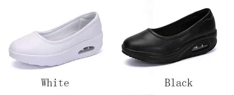 YAERNI Women Nurse Flats Shoes PU Leather Slip On Moccains Ladies Round Toe White Loafers Flat Women Sneakers Autumn Size 35-42