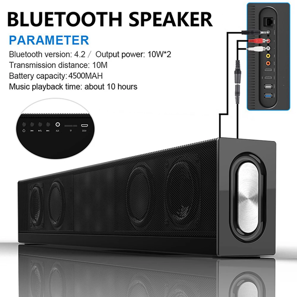 DOOLNNG 20 Вт Беспроводная Bluetooth Колонка домашний кинотеатр тв динамик Саундбар с микрофоном пульт дистанционного управления сабвуфер