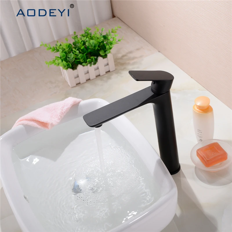 Два размера кран для ванной комнаты Черный Твердый латунный холодной и горячей