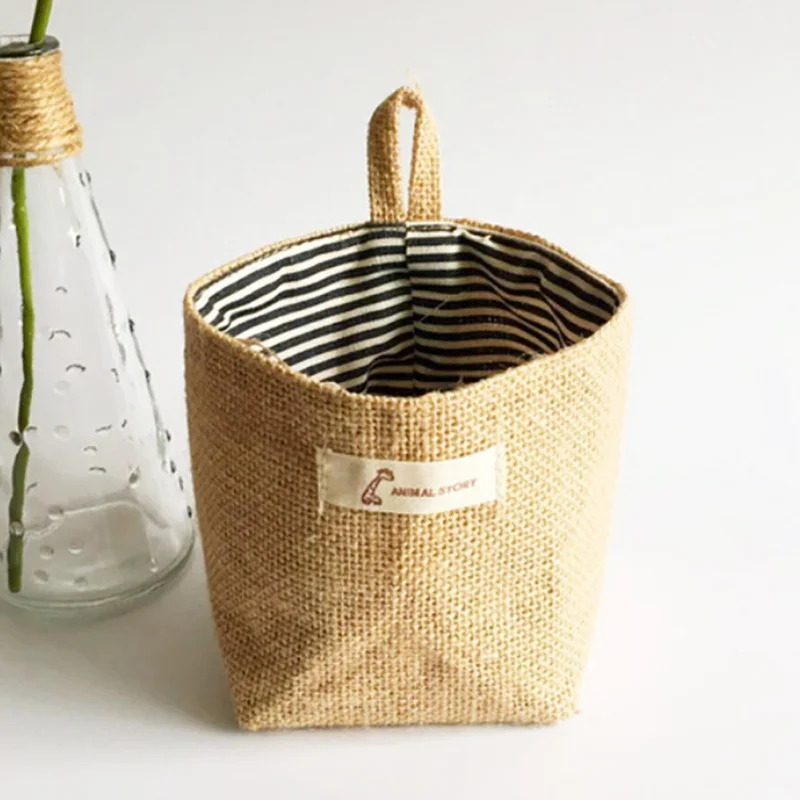 Cotton Linen Hanging Basket High Quality Home Garden Office Bag Organiser For Flower Gadgets Desk Decors | Дом и сад