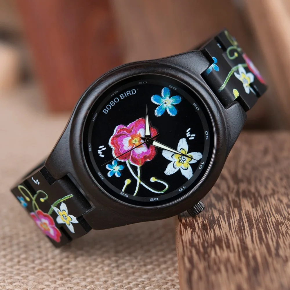 Бобо птица LP06 Saat с цветами модные Дизайн кварц Reloj Hombre Прохладный Часы Для мужчин Для женщин Поддержка Прямая поставка