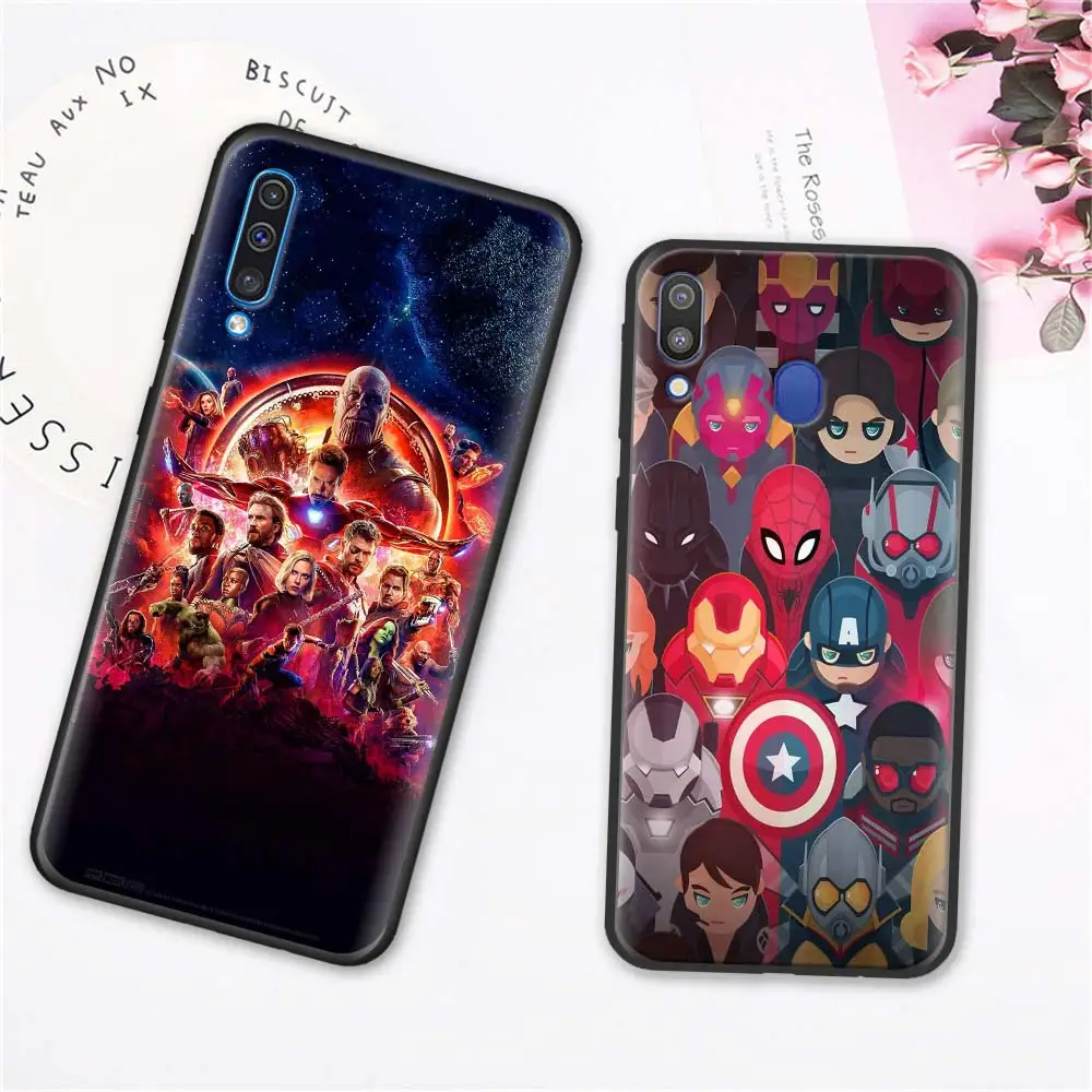 С принтами "Marvel", "Мстители", "Герои мягкий чехол для мобильного телефона чехол s для samsung Galaxy A6 A7 A8 плюс A9 A10 A20 A30 A40 A50 A70 M30 M20 черный чехол ков