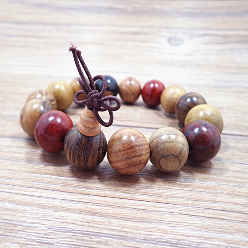 Хорошее качество 15 мм бусины сандалового дерева Браслеты Будда мала Розарий