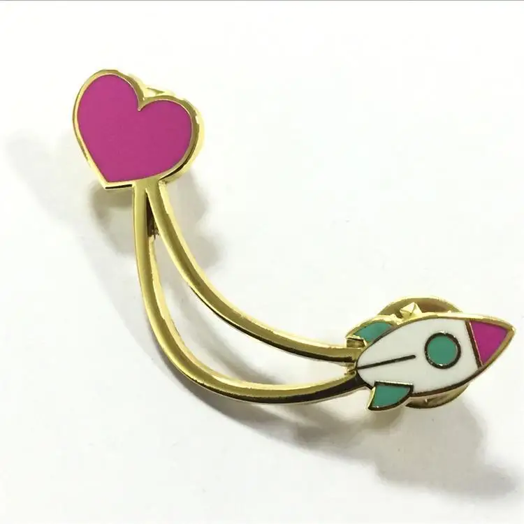 

Factory price custom Gold Metal Lapel Pin hot sales cheap heart shape paint badges pin