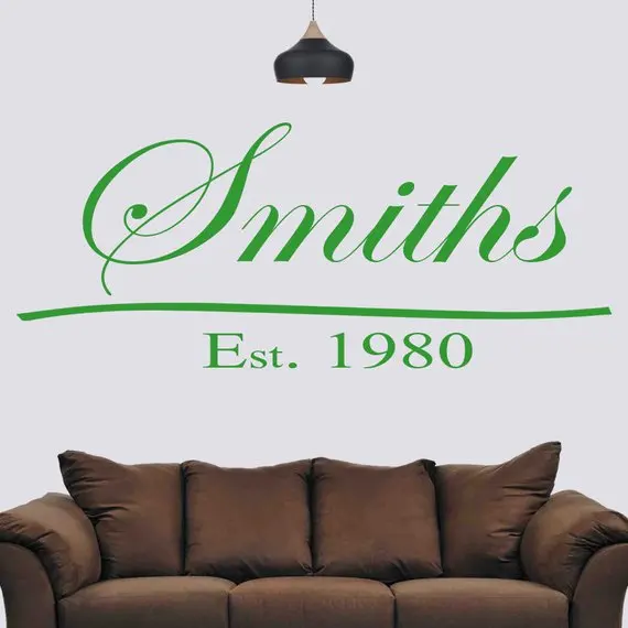 Фамилия с датой-настенное искусство-Наклейка на стену наклейка в гостиной