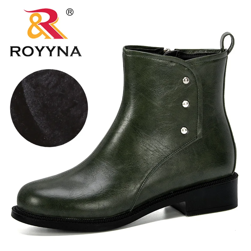 Новинка 2019 популярная стильная женская зимняя обувь ROYYNA зимние сапоги на каблуке
