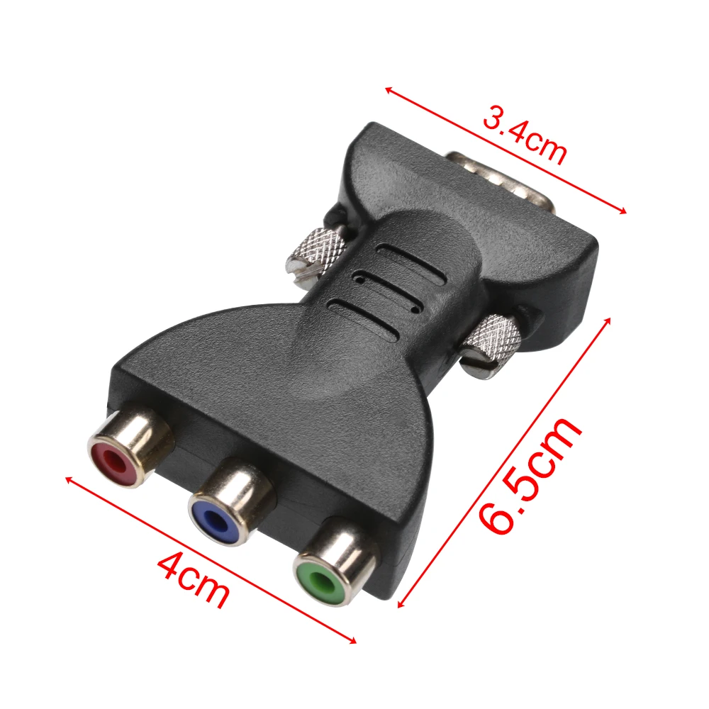 Новое поступление RCA VGA коннектор конвертер 3 RGB видео Женский в HD 15 Pin стиль