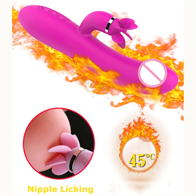 Фаллоимитатор с подогревом телескопический вибратор вращением лизание языка