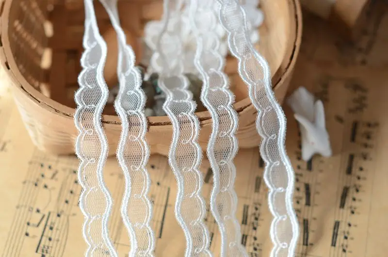 Простая белая гофрированная газовая вышивка Ширина шнурка 1 5 см метр|Кружево| |