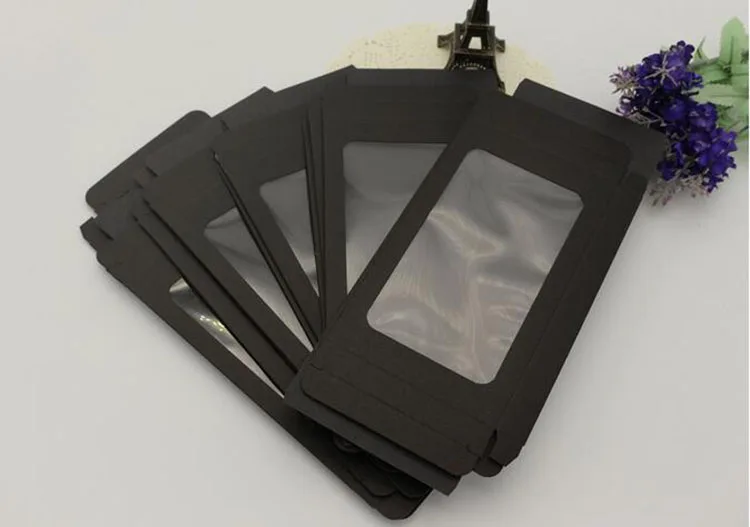 

Black Blank Paper Box For Iphone X XS MAX XR Cover Case Cell Phone Shell Cover Paper Packaging With Window With Blister Holder