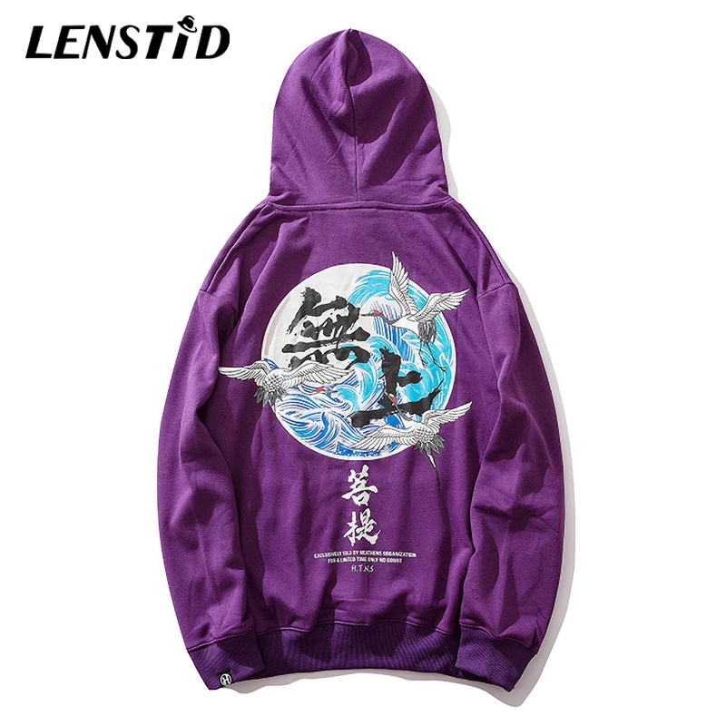 Пуловер LENSTID с принтом Будды журавля мужские толстовки в стиле хип хоп