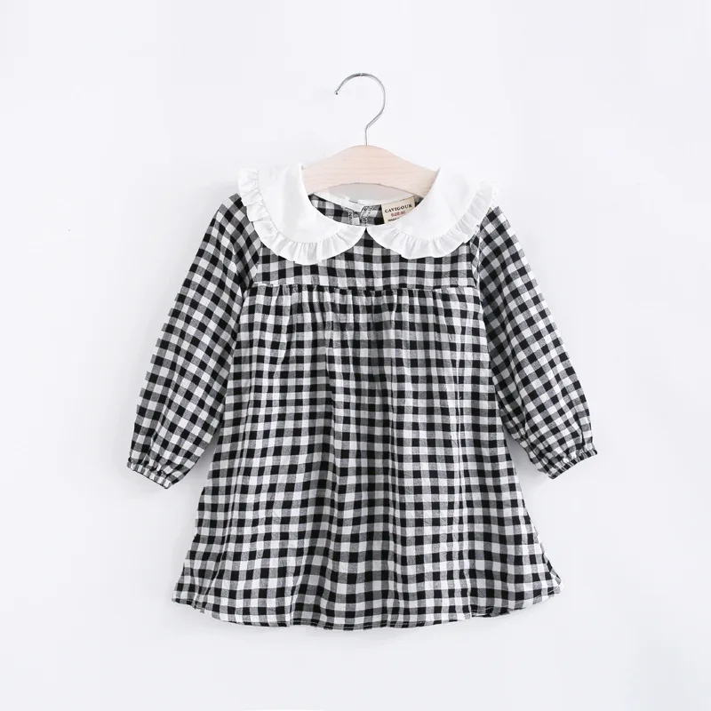 Plaid girls dresses toddler girl clothing autumn children costumes 1 2 3 4 baby princess dress peter pan collar clothes | Детская одежда