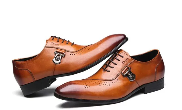 Итальянские туфли оксфорды в стиле Bullock Цвет черный коричневый Мужские вечерние