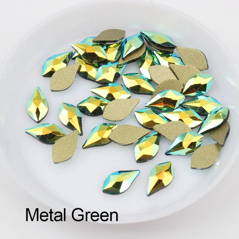 Metal Green 30 шт./партия, 3D дизайн ногтей, стразы, Сияющие, смешанные цвета, стекло в форме груши, камень, ожерелье с каплевидными кристаллами украшение для ногтей, инструмент, аксессуар для ногтей - Цвет: Metal Green