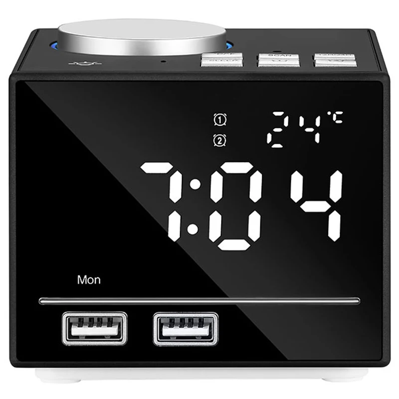 Black США Plug 1 комплект Bluetooth изменение цвета будильник fm-радио с Usb зарядка и Громкая связь - Цвет: Black