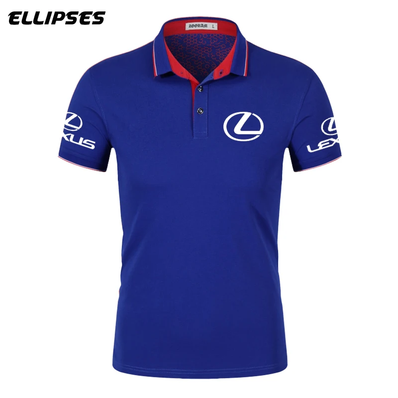 Мужская летняя рубашка поло с логотипом Lexus мужская хлопковая коротким рукавом и