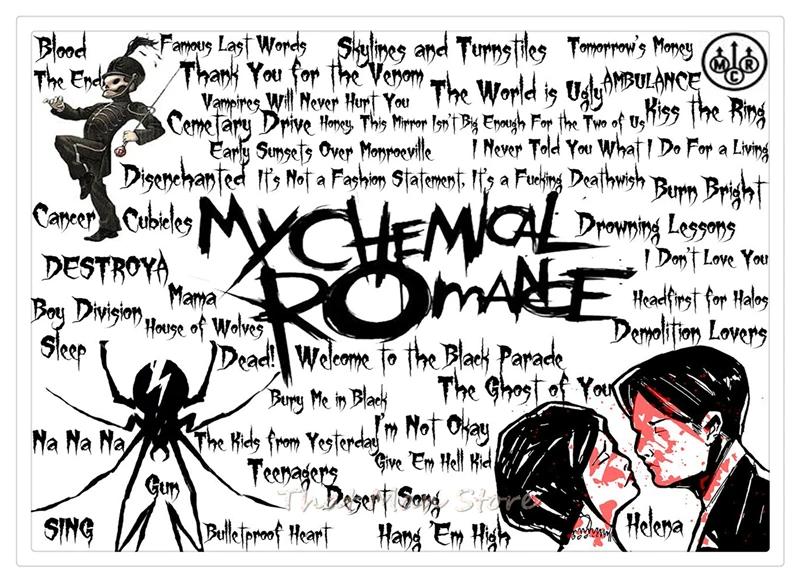 My Chemical Romance Американский панк-рок-группа ВИНТАЖНЫЙ ПЛАКАТ белая крафт-бумага ретро кафе домашний декоративный настенный плакат 42*30 см - Цвет: Серебристый