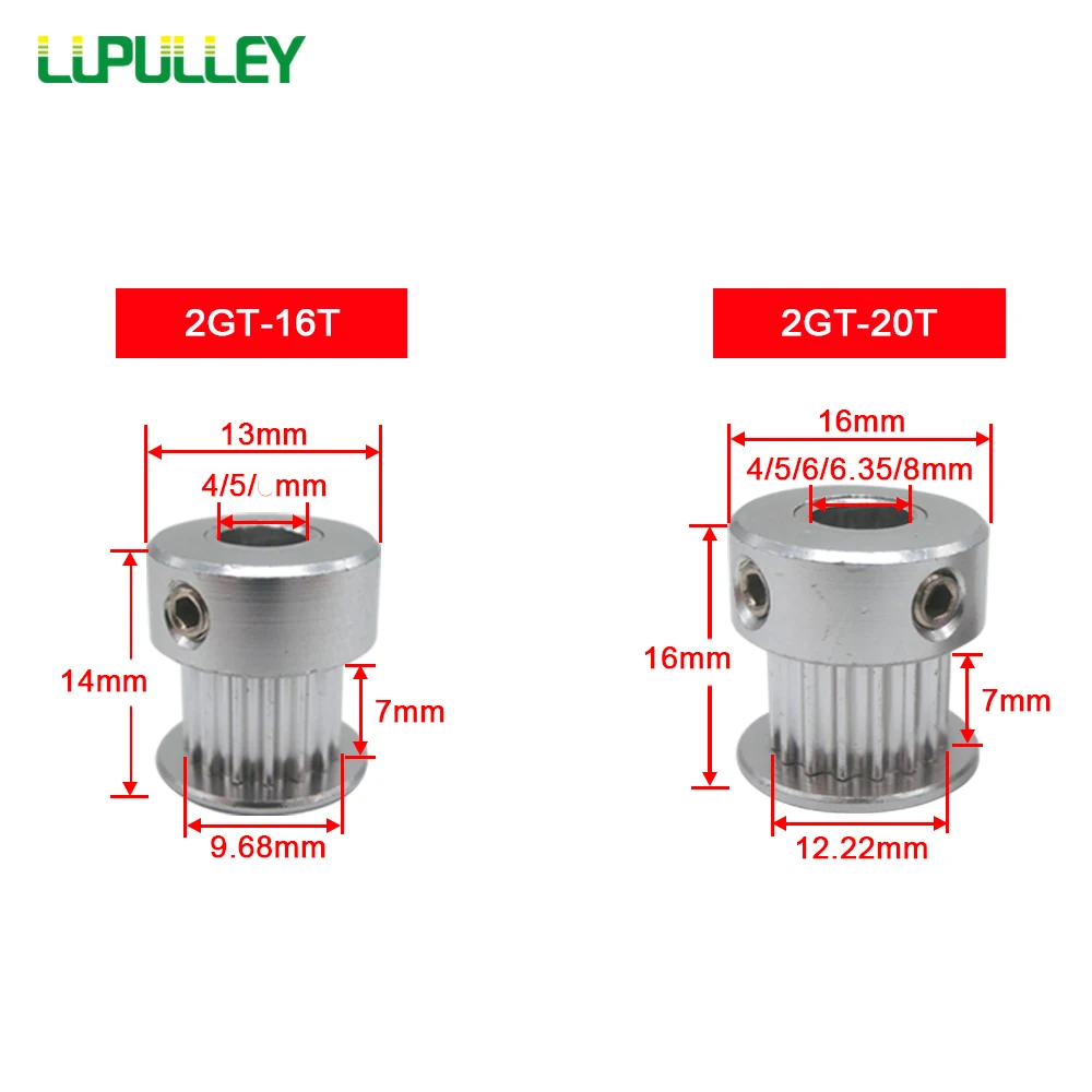 LUPULLEY GT2 зубчатый шкив 2GT 16 т диаметр 4/5/6/6.35 мм 20 Т образным ремешком и Алюминиевый