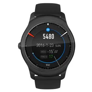 Продукт 1,4 дюймов Ticwatch 2 самые интерактивные смарт-часы телефон часы наручные часы с 512 М Ram 4G Rom wifi gps 300mha батарея - Цвет: Черный