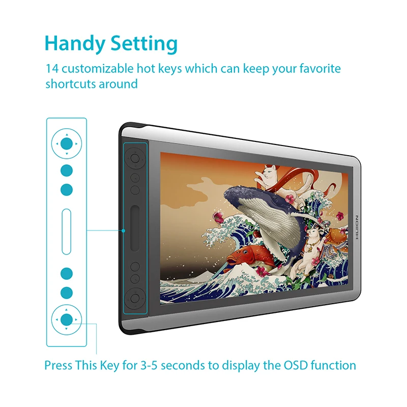 HUION KAMVAS 16 GT-156HD V2 15,6-дюймовый планшет монитор цифровая графика Рисование монитор ручка дисплей монитор
