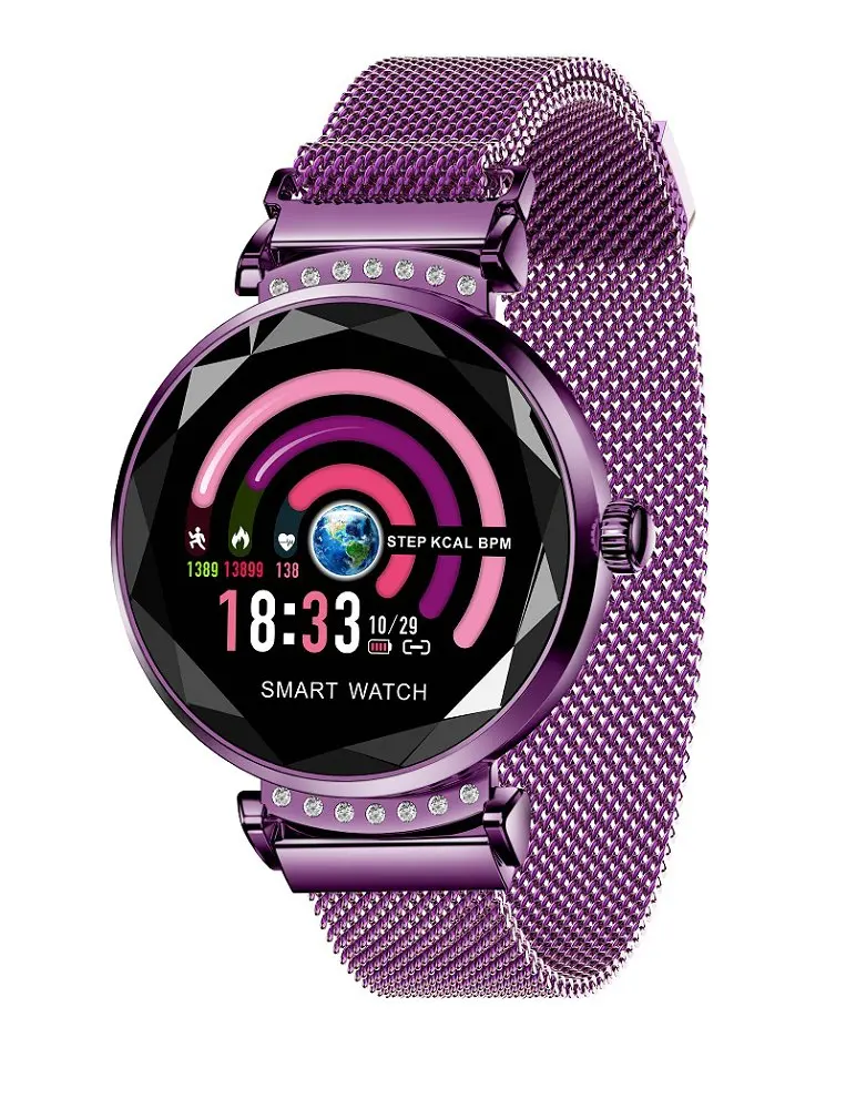 purple LEMFO H2 Женский фитнес-браслет IP67 водонепроницаемый монитор сердечного ритма и артериального давления Модный женский браслет PK Mi Band 3 - Цвет: purple