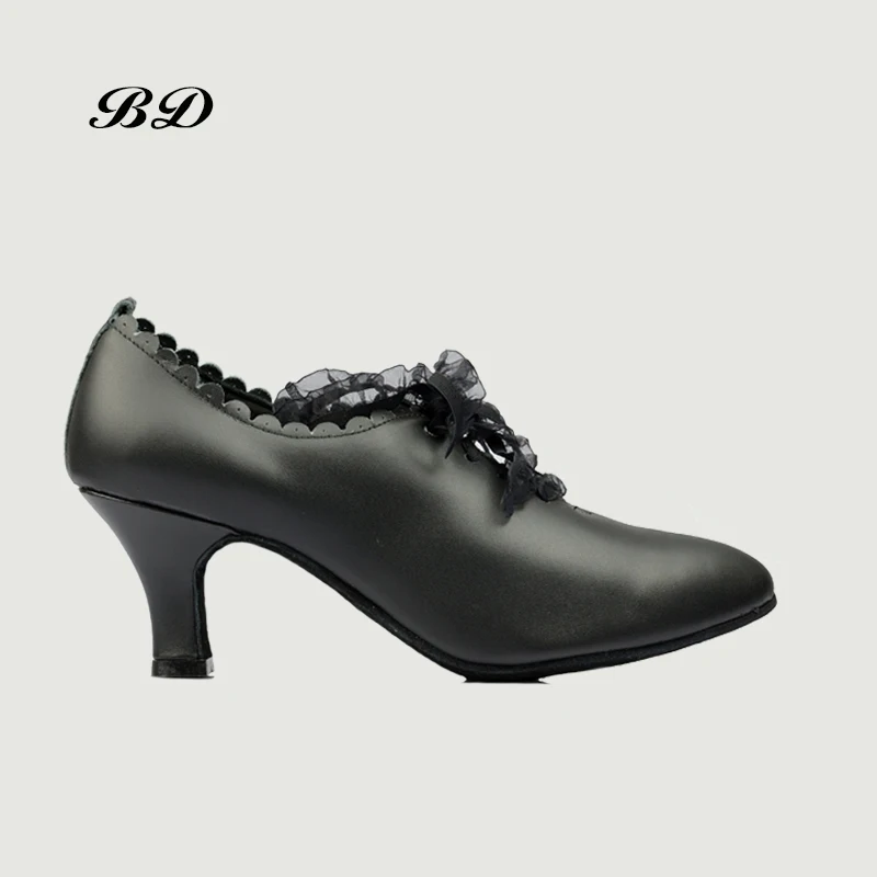 BD T58 Dance Shoes Ballroom Women Latin shoes Dancing WOMAN SHOE Tango Genuine Leather Straight Sole HEEL 7 CM Lace Modern JAZZ
