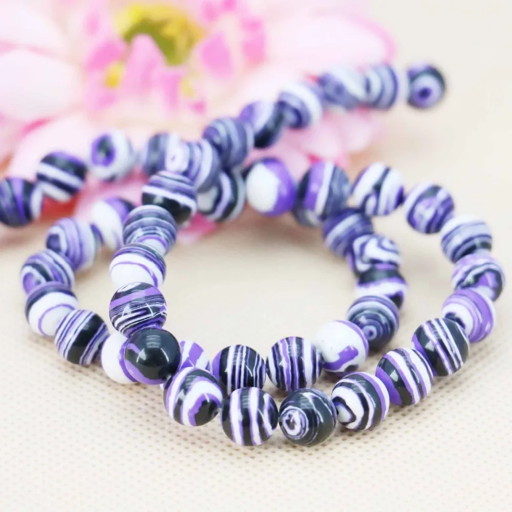 Бусины из синего турецкого камня в полоску 8 мм|stone round|natural stoneloose beads |