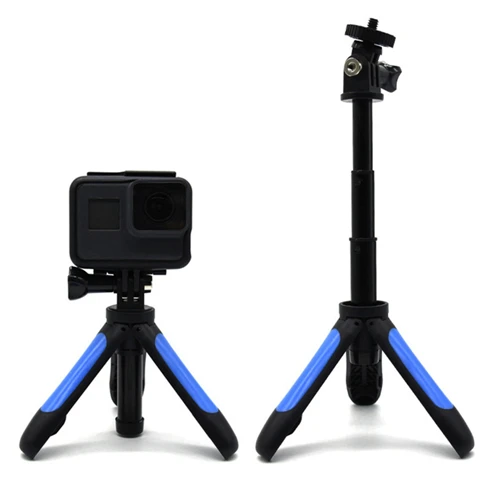 Удлинительный штатив селфи палка полюс для Gopro Hero 7 6 5 4 3/3+ 2 1 монопод Штатив комбо для Xiaomi Yi SJcam SJ4000 4K камера - Цвет: Синий