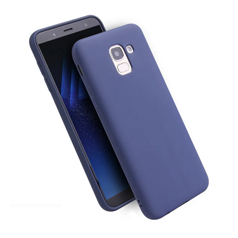 Синий Однотонная одежда Желейный чехол для samsung A7 A6 A8 плюс матовый мягкий чехол из ТПУ с узором для J2 J4 J6 плюс A3 A5 A7 J3 J5 чехол s - Цвет: Синий