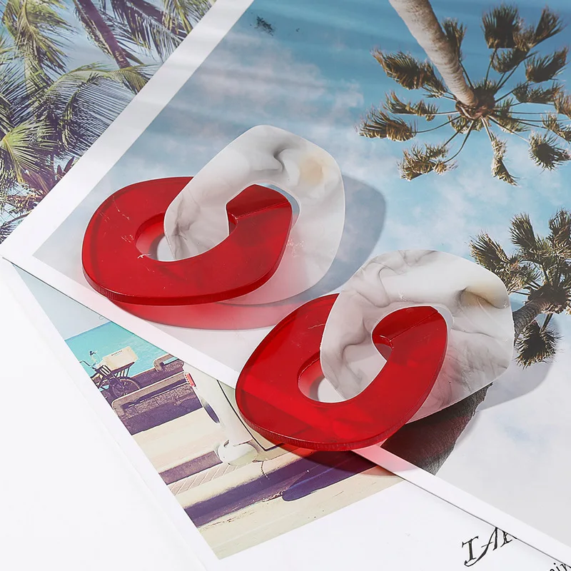 2018 Tortoiseshell Earrings Vintage Dangle for Women Geometric Red Superimposed Earring Fashion Women's Pendant | Украшения и