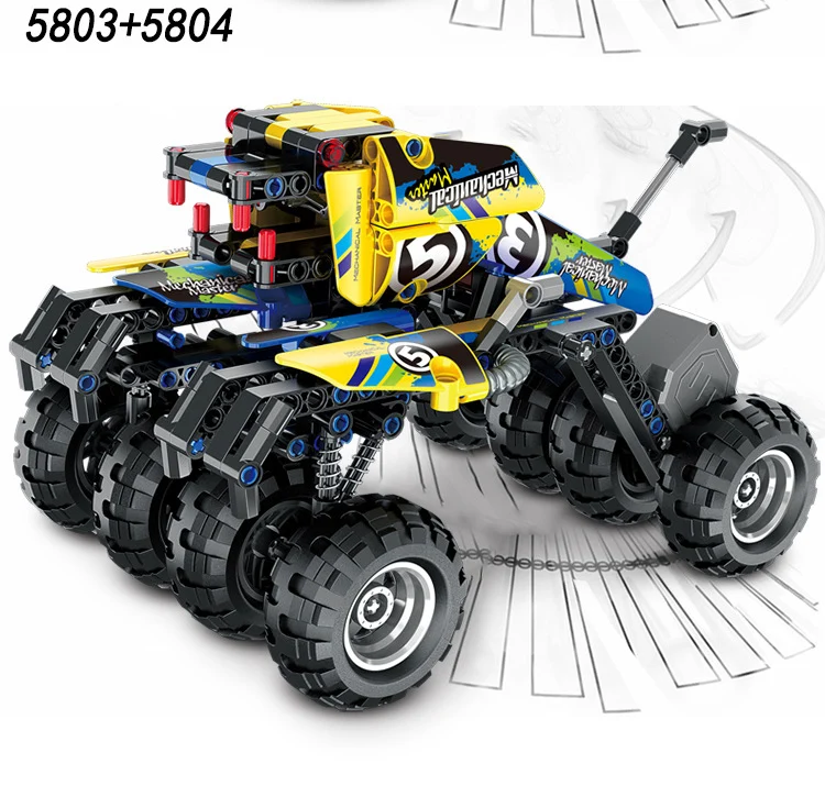 

Technical 2in1 8 wheels Off-road Mountain truck building block big monsters car brick pull back vehicle toys for boys gifts