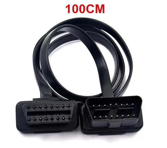 60/100 см 16Pin OBDII OBD 2 OBD2 Кабельный разъем диагностический инструмент ELM327 адаптер плоский тонкий как лапша мужского и женского пола удлинитель - Цвет: 100CM