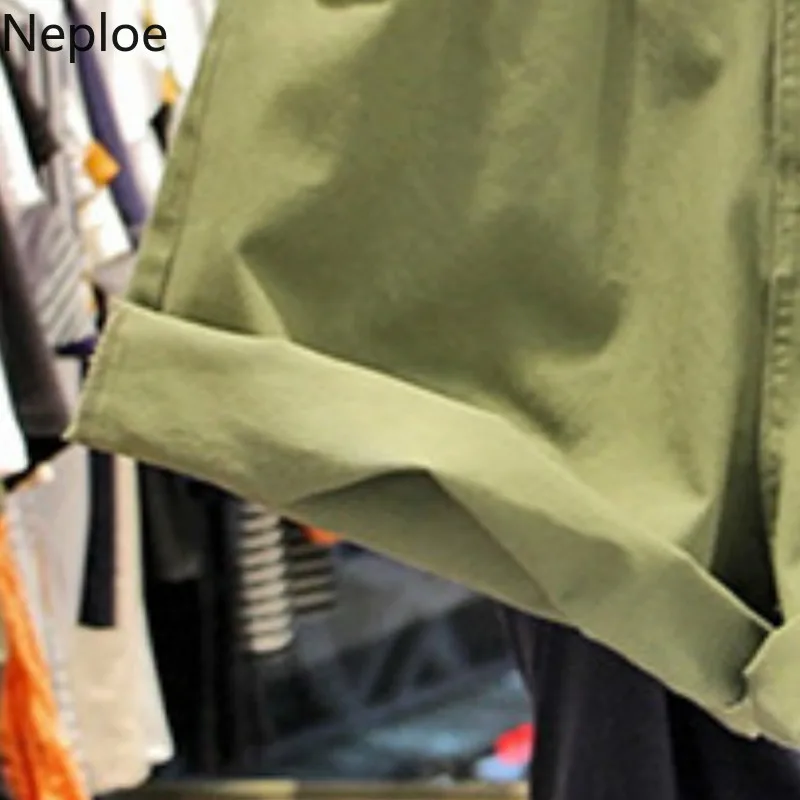 Neploe Армейский зеленый Для женщин шорты новые модные джинсы с эластичной резинкой