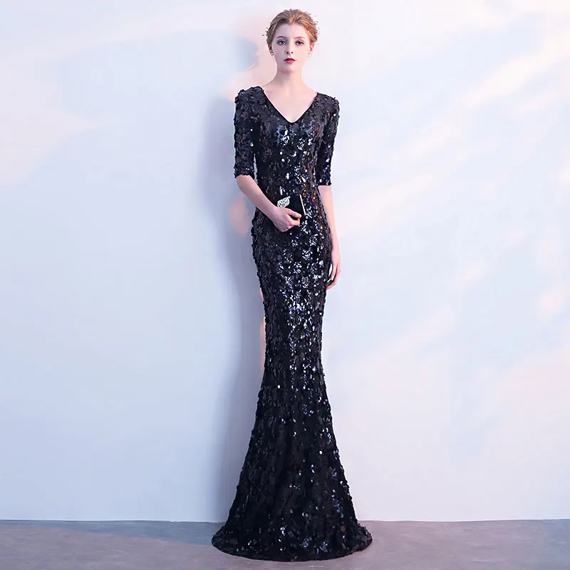 FADISTEE Новое поступление пикантные вечерние платья Vestido de Festa ТРАПЕЦИЕВИДНОЕ платье для выпускного вечера; Robe De Soiree Половина рукава блесток кружева