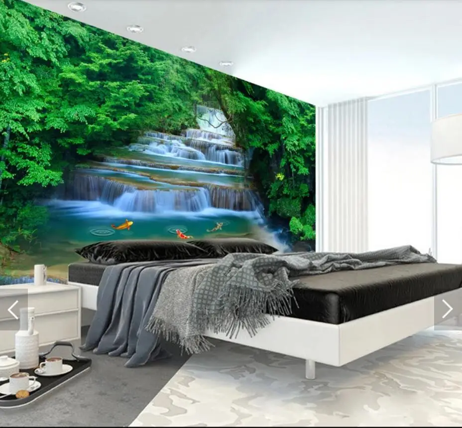 Фотообои с водопадом декоративная настенная 3D Бумага для стен Nature View Canvas HD фото